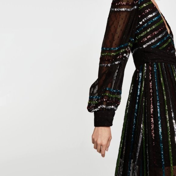 NWT Rococo Sand black sequin polka dot maxi dress - Picture 6 of 10